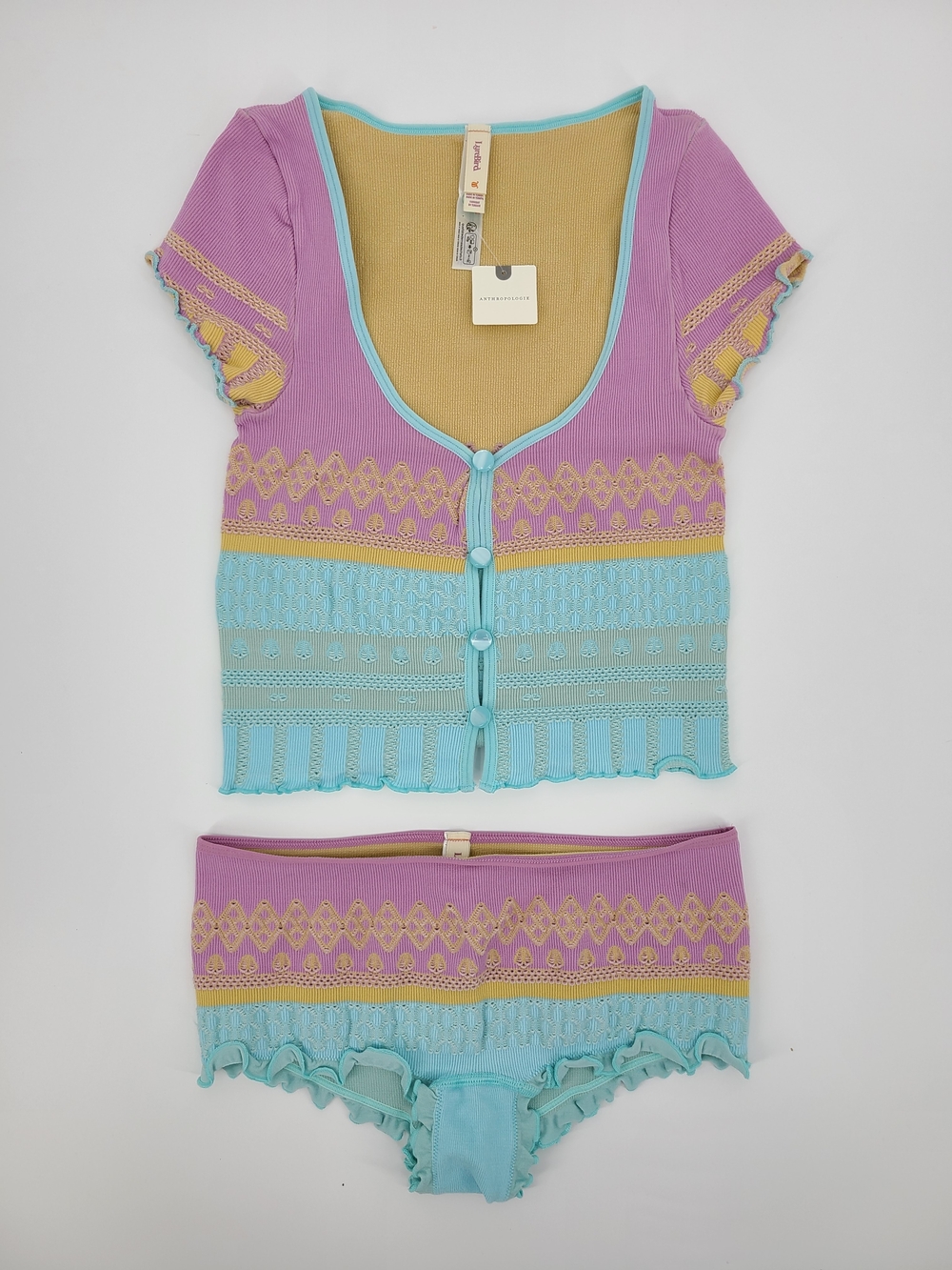 Anthropologie's LyreBird Knit Cropped Pajama Set Size Small - Picture 7 of 9